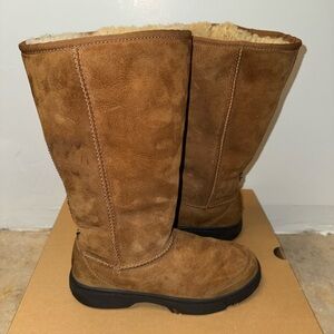 UGG Chestnut Suede Boots with Shearling